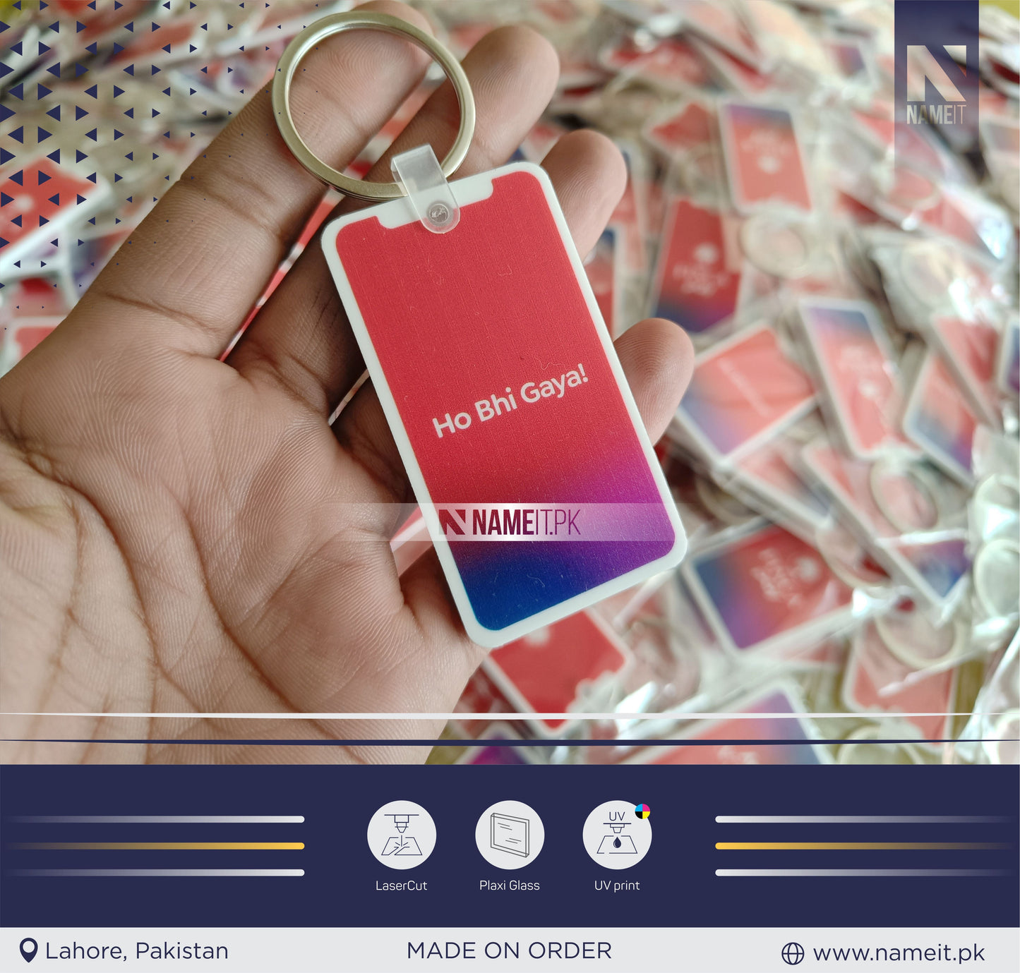 Company logo keyring, business logo keyring, double sided keyring, your logo design, custom design keyring NAMEIT PAKISTAN