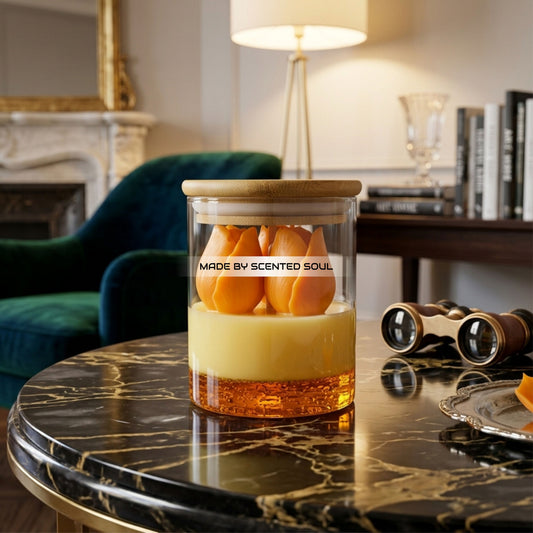 Luxury Tulip Candle in Glass Jar with Wooden Lid – Handmade Aromatherapy Soy Wax Candle – Aesthetic Home Decor Gift – Romantic Floral Scented Candle for Bedroom, Wedding & Spa Decor